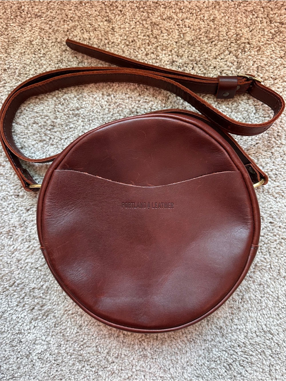 Portland Leather Round Crossbody Bag